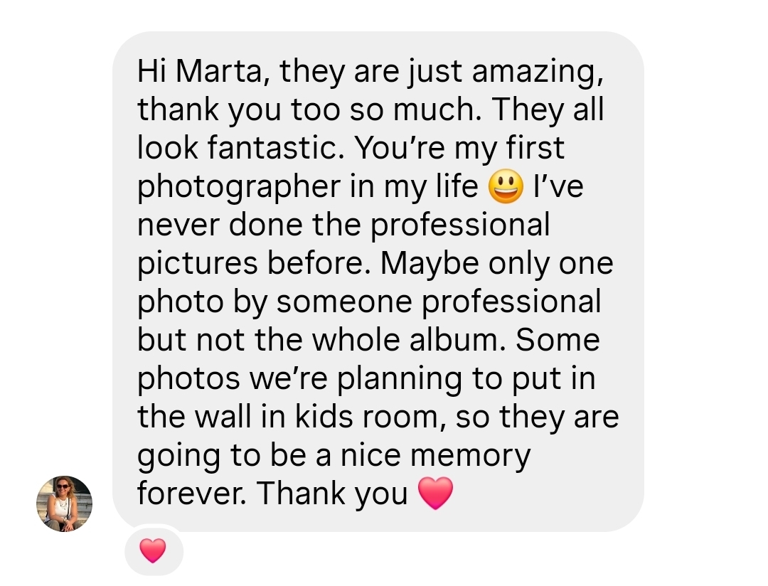 Instagram message: Hi Marta, they are just amazing, thank you so much...