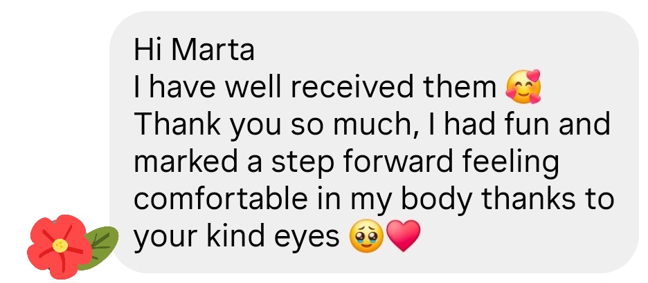 Instagram message: Hi Marta, I have well received them, thank you so much...